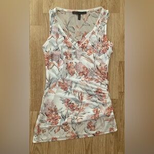 White House Black Market double layer Cami and sheer Mesh Top floral size XS